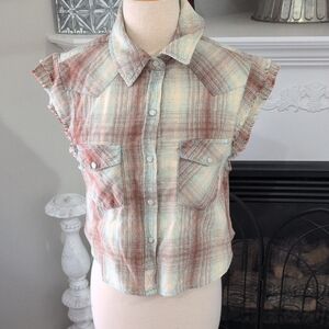 Free People We The Free Multicolor Plaid Top Size XS